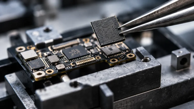 Processorchip wordt overgezet naar een donorboard